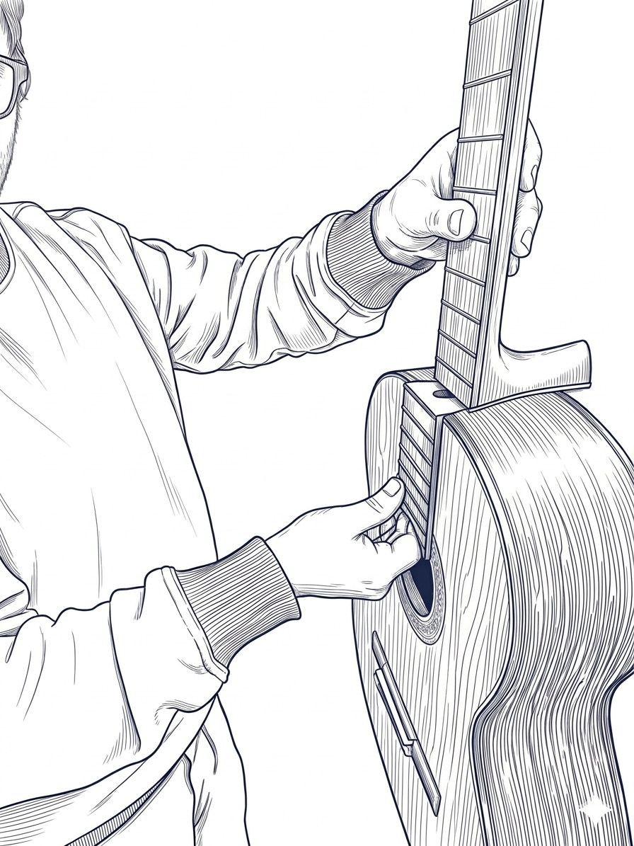 Primer paso para retirar el m&aacute;stil de una guitarra Pullaway